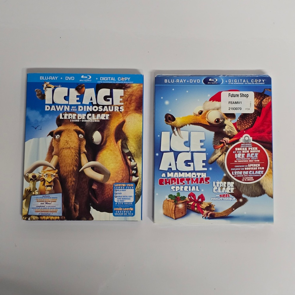 Ice Age Blu-ray Bundle Dawn of Dinosaurs Christmas‎ A Mammoth Christmas